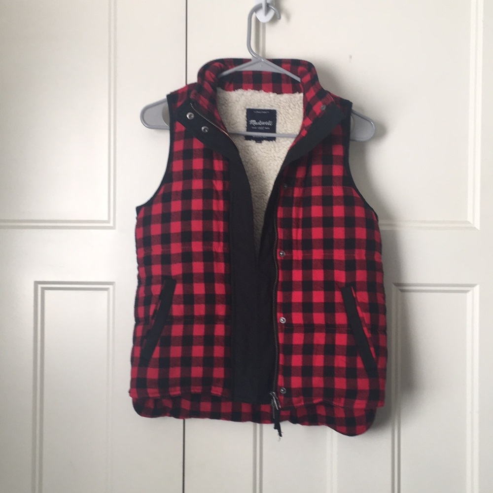 MADEWELL Red Buffalo Plaid Vest -XS